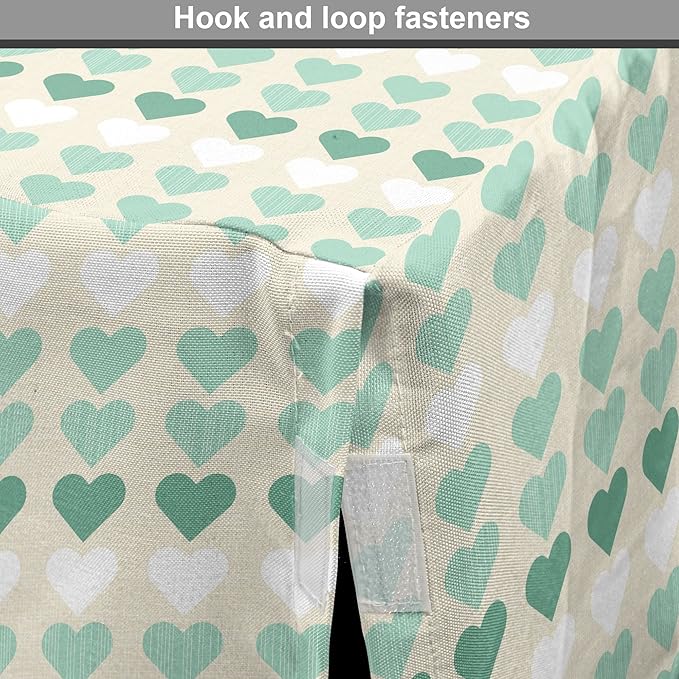 Lunarable Aquamarine Dog Crate Cover, Romantic Pattern with Heart Shapes in Rows, Easy to Use Pet Kennel Cover for Medium Large Dogs, 42 Inch, Champagne Laurel Green