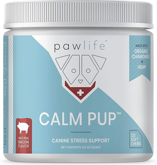 Hemp Dog Calming Chews - Anxiety Relief Treats, 120 Calming Treats for Dogs, Calm Pup Dog Anxiety Relief & Joint Support, Oil Infused Calming Chews for Dogs Anxiety (Bacon Flavor)