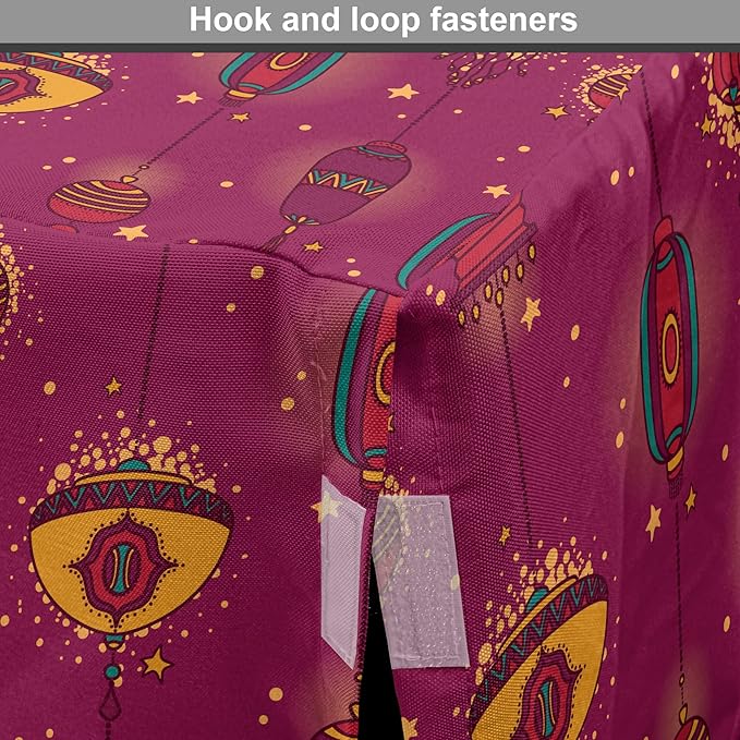 Lunarable Folkloric Dog Crate Cover, Cultural Inspirations Oriental Party Celebration Art Traditional Design, Easy to Use Pet Kennel Cover for Small Dogs Puppies Kittens, 18 Inch, Magenta and Yellow