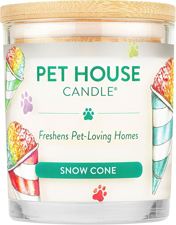 Pet House 9 oz Snow Cone Scented Pet Odor Candle, Clean Burning, Long Lasting, Plant Based Spring, Summer Scented Soy Candle, 60 Hour Burn Time