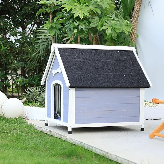 Solid Wood Dog House Comfortable Outdoor Shelter for Medium-Sized and Smaller Dog Sturdy, Durable and Easy to Clean,Can DIY,33.5’’D×30.7’’W×32.3’’H