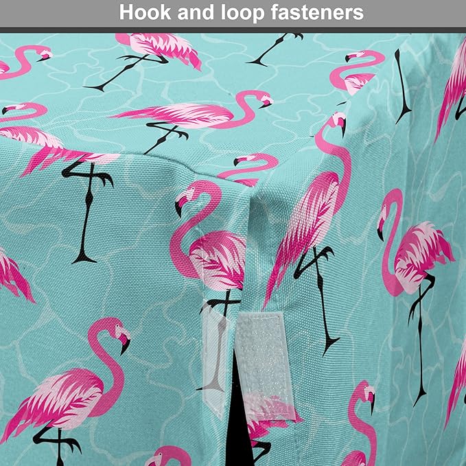 Lunarable Turquoise Dog Crate Cover, Repetitive Pink Flamingos on Wavy Water Background Vivid Colors Graphic, Easy to Use Pet Kennel Cover for Medium Large Dogs, 36 Inch, Pink Seafoam