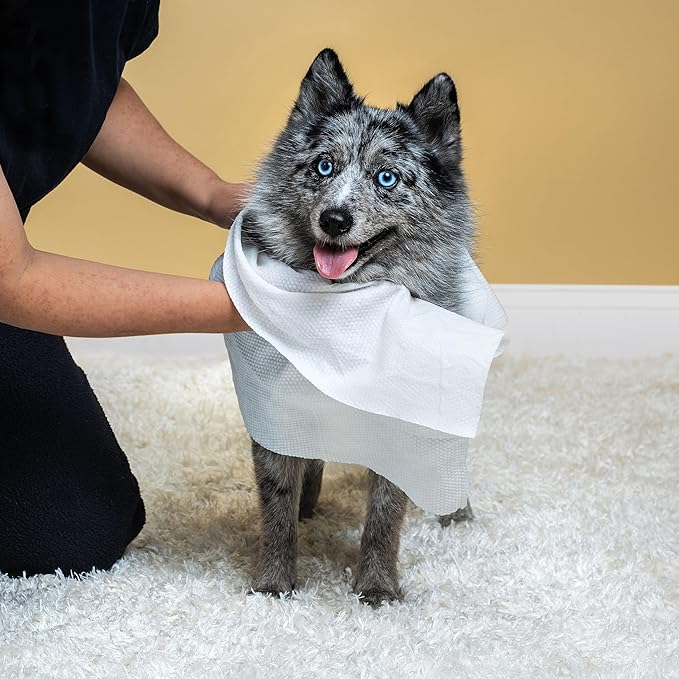 Himmy XL Pet Wipes for Dogs and Cats – 18” x 30” Bath Wipes for Cleaning, Deodorizing, Conditioning, Anti-Itch Grooming, Wet Dog Wipes for Paws, Butt, Ear, Eye, Whole Body Fresh Lemon