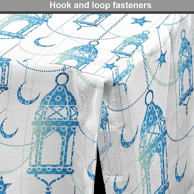 Lunarable Oriental Dog Crate Cover, Eastern Theme Celebration Pale Toned Composition Folkloric Look Print, Easy to Use Pet Kennel Cover for Cats & Medium Dogs, 30 Inch, Pale Green White Blue