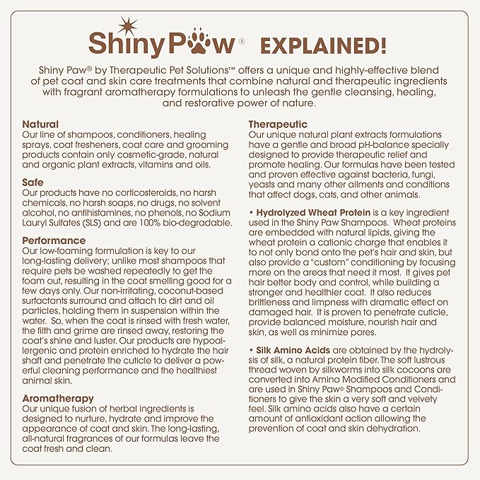 Oatmeal Shampoo for Dogs | ShinyPaw Dog Shampoo for Allergies and Itching | Controls Dog Shedding Naturally | Itchy Skin Relief for Dogs | Tearless Dog Shampoo & Conditioner Made in The USA | 16 oz