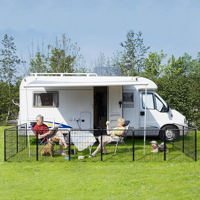 Yaheetech Dog Playpen Outdoor, 32 inch 4 Panels Dog Pen Indoor Heavy Duty Puppy Exercise Pen Metal Pet Fence for RV Camping/Yard/Garden