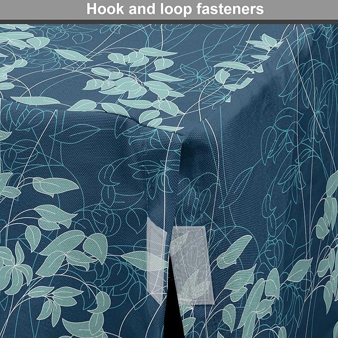 Lunarable Blue Floral Dog Crate Cover, Abstract Leaves and Outlines Rural Field Garden Foliage Art, Easy to Use Pet Kennel Cover for Medium Large Dogs, 42 Inch, Green Night