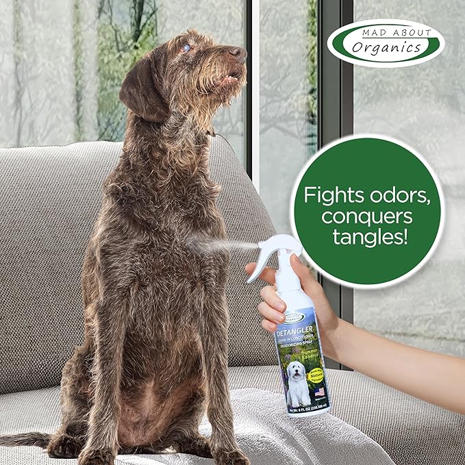 Detangler Spray - Summer Essence Scent - Deodorizing Spray for Dogs and Horses, Leave-In Conditioner, Gently Releases Tangles, Softens Coats, Freshens Scent | Made in the USA | 8 oz