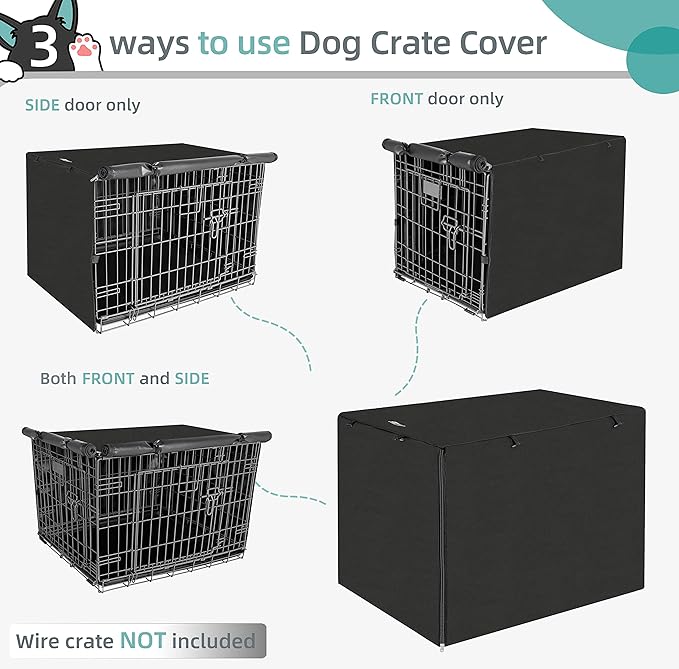 Dog Crate Cover, 30 Inch Dogs Kennel Covers for Medium and Large Puppy, Lightweight 600D Polyester Fabric,Machine Wash & Dry, Black
