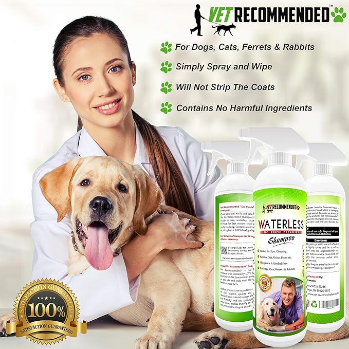 Waterless Dog Shampoo No Rinse Dry Shampoo for Dogs (16oz), Detergent and Alcohol Free, Apple Extract - Perfect for Spot Cleaning The Dog Coat - Made in USA