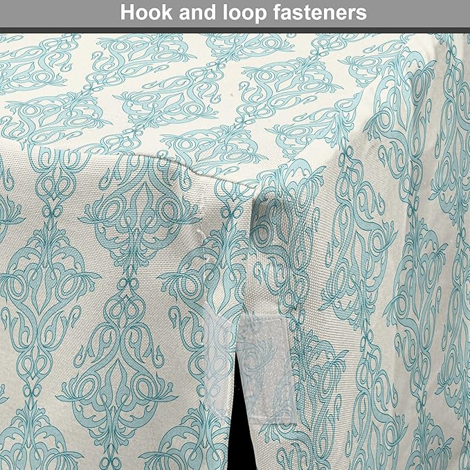 Lunarable Damask Blue Dog Crate Cover, Vintage Antique Pattern with Classic Victorian Motif, Easy to Use Pet Kennel Cover for Medium Large Dogs, 48 Inch, Eggshell Pale Cadet Blue