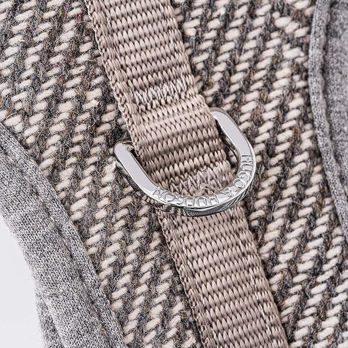 HUGO & HUDSON Dog Harness, No-Pull Anti Choke Tweed Harness Vest, Grey Herringbone, M