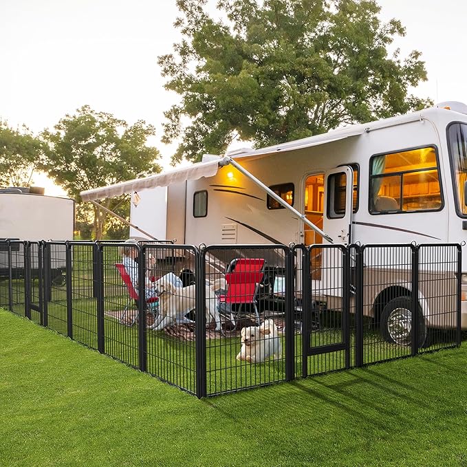 Yaheetech Dog Playpen Outdoor, 40 inch 12 Panels Dog Pen Indoor Heavy Duty Puppy Exercise Pen Metal Pet Fence for RV Camping/Yard/Garden