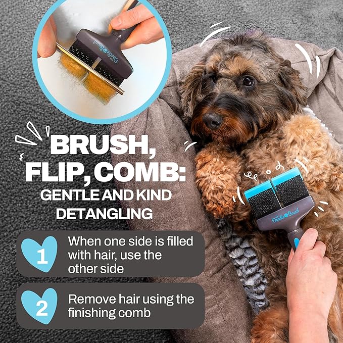 Slicker and Detangling Dog Brush for Cockapoo, Goldendoodle, Poodle, Long Haired Dogs (Double Head)