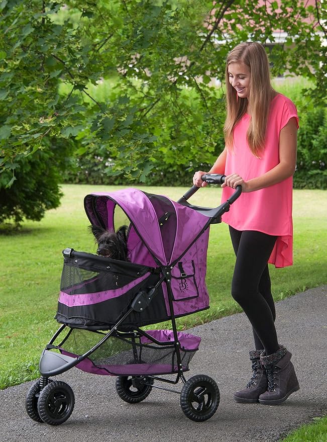Pet Gear No-Zip Special Edition 3 Wheel Pet Stroller for Cats/Dogs, Zipperless Entry, Easy One-Hand Fold, Removable Liner, Cup Holder, 4 Colors