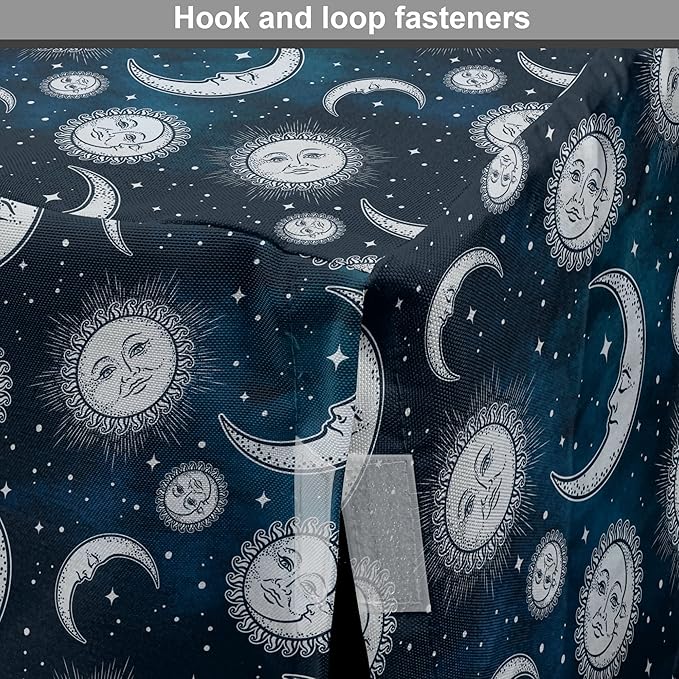 Ambesonne Sun and Moon Dog Crate Cover, Heavenly Bodies in Starry Night Sky Graphic Theme, Easy to Use Pet Kennel Cover for Cats & Medium Dogs, 24 Inch, Blue Grey
