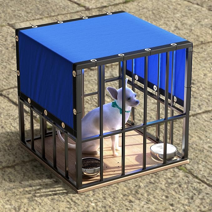 ColourTree 8' x 16' Blue Custom Size Shade Cloth with Grommets - 90% Sunblock, Durable Mesh Fabric Tarp for Dog Kennel Cover, Fence Privacy Screen, Greenhouse, Chicken Coop & Pet Playpen