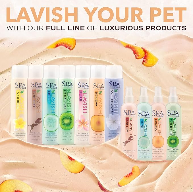 TropiClean SPA Renew Dog Cologne Spray Long Lasting | Peach & Plum Scented Dog Deodorizing Spray | Naturally Derived Salon Grade Ingredients | Made in the USA | 8oz