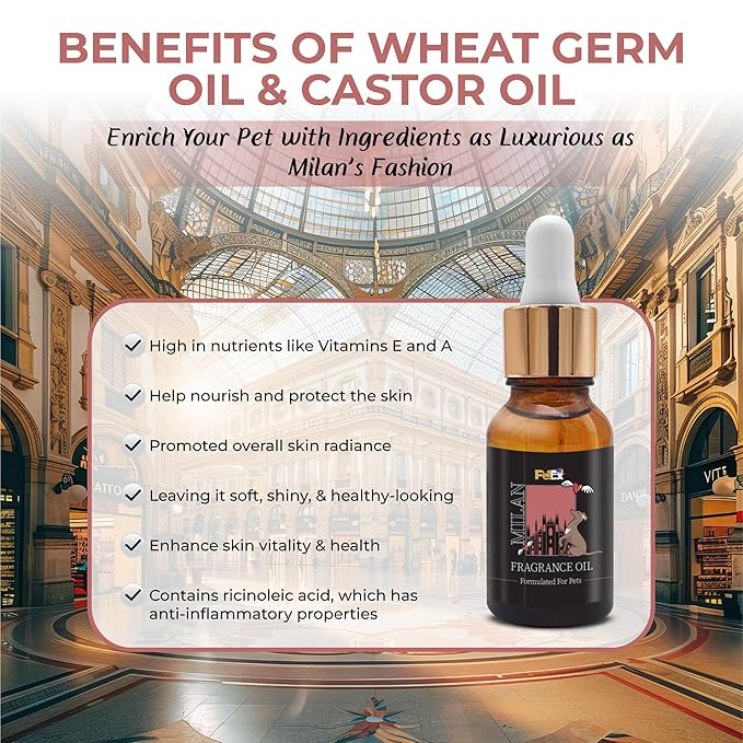 Petex Premium Pet Fragrance Oil | Ultra Premium Natural Pet Care with Dead Sea Minerals | Dog Perfume Fragrance Oil Long Lasting Scent | Natural Pet Cologne - Suitable for Dogs and Cats (Milan)