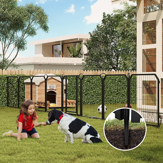 Dog Playpen Portable Extra Large 16 Panels 24" Height Adjustable with Gate, Perfect for Puppies and Small Dogs, Easy to Store, Customizable Layout for Indoor, Yard, RV Camping,Fence partition