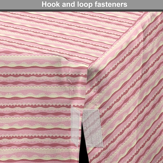 Lunarable Dusty Rose Dog Crate Cover, Doodle Style Waves Horizontal Stripes Simplistic Cheerful, Easy to Use Pet Kennel Cover for Cats & Medium Dogs, 24 Inch, Dried Rose Pale Pink