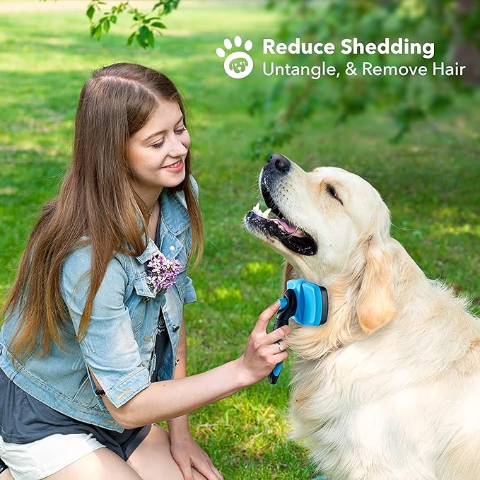 Boshel Self Cleaning Grooming Brush for Dogs, Cats & Pets - Slicker Brush for Long & Short Hair, Doodles, Poodles, Large & Small Breeds