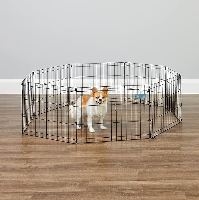 MidWest Homes for Pets Dog Exercise Pen & Playpen, 24" w X 18" H, No Door, Black