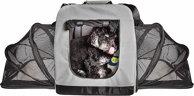Pet Life Hounda Accordion Metal Framed Soft Folding Expandable Dog Crate - Collapsible Folding Pet Crate or Dog Kennel with Triple Expansion Room