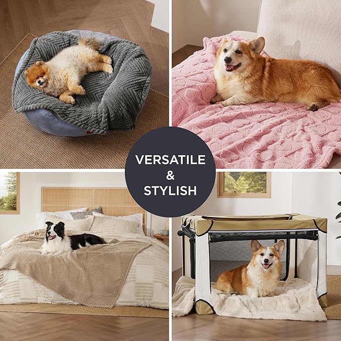 Bedsure Dog Blanket for Medium Dogs Washable - Soft Fluffy Puppy Blanket with Premium 300GSM Coral Fleece, Cozy Calming Cat Blankets for Indoor Cats, Fuzzy Pet Blanket for Kitten Doggy, Brown, 30x40IN