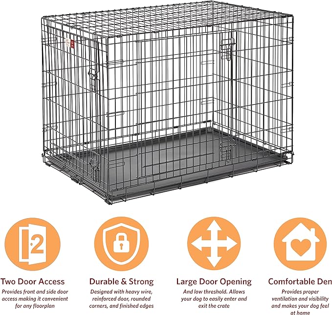 MidWest Homes for Pets Life Stages LS-1642DD Double Door Folding Crate for Large Dogs(71 - 90lbs)