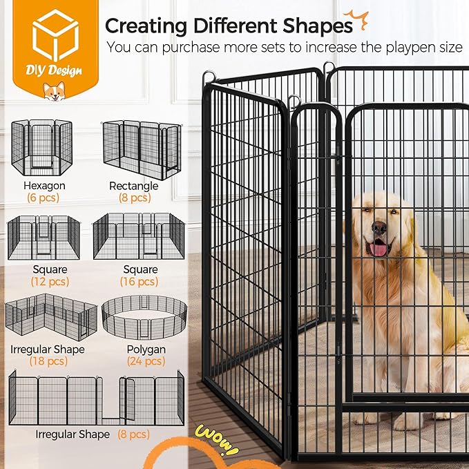 Yaheetech Dog Playpen Outdoor, 47 inch 12 Panels Dog Pen Indoor Heavy Duty Puppy Exercise Pen Metal Pet Fence for RV Camping/Yard/Garden