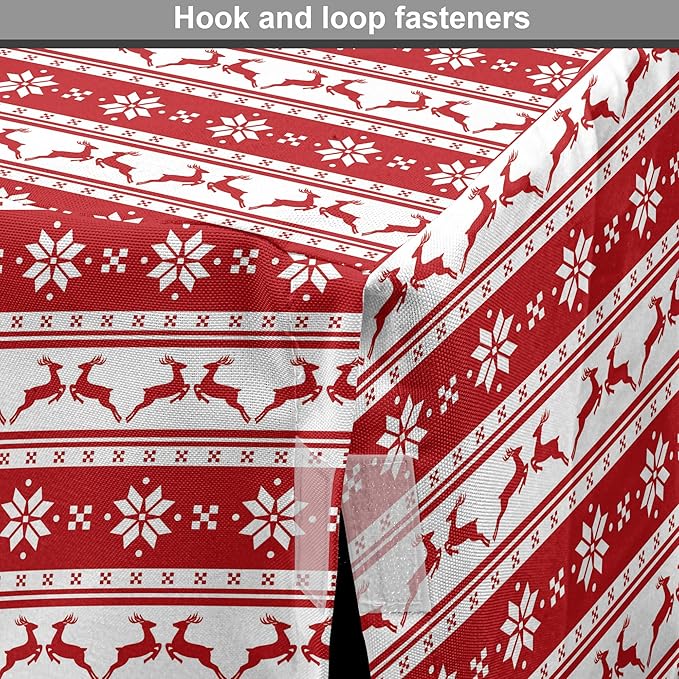 Ambesonne Christmas Dog Crate Cover, Xmas Winter Themed Deers Snowflakes in Nordic Pattern Borders and Lines Art, Easy to Use Pet Kennel Cover for Small Dogs Puppies Kittens, 22 Inch, Ruby White