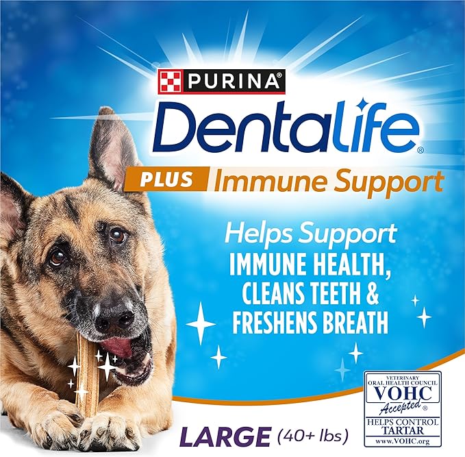 Purina Dentalife Plus Immune Support Chicken, Apple and Blueberry Flavor Large Dog Dental Chews 7 oz - 19 ct. Pouch