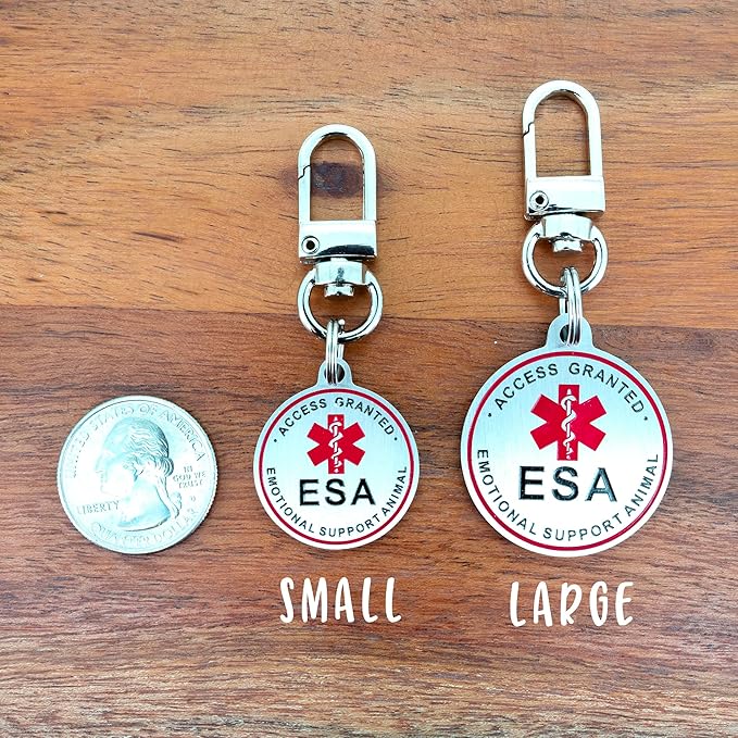 Service Dog ID Tag for Small & Large Dogs - Emotional Support ESA Medical Alert Collar Accessory - Durable Stainless Steel Service Animal Tag - Access Granted ESA Tag in Silver Small