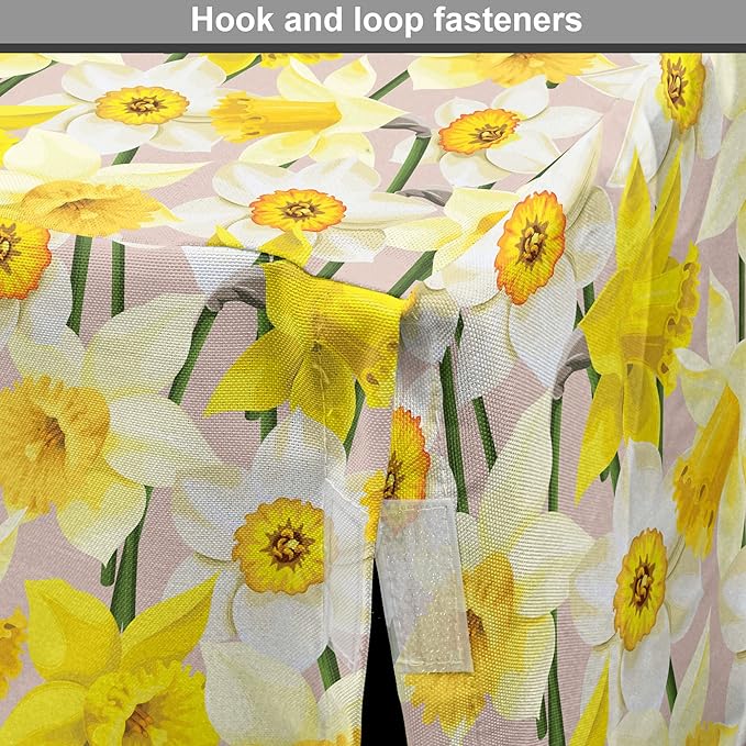 Lunarable Daffodil Dog Crate Cover, Gentle Nature Theme Blooming Spring Season Realistic Romantic Bedding Plants, Easy to Use Pet Kennel Cover for Cats & Medium Dogs, 30 Inch, Yellow Green Tan