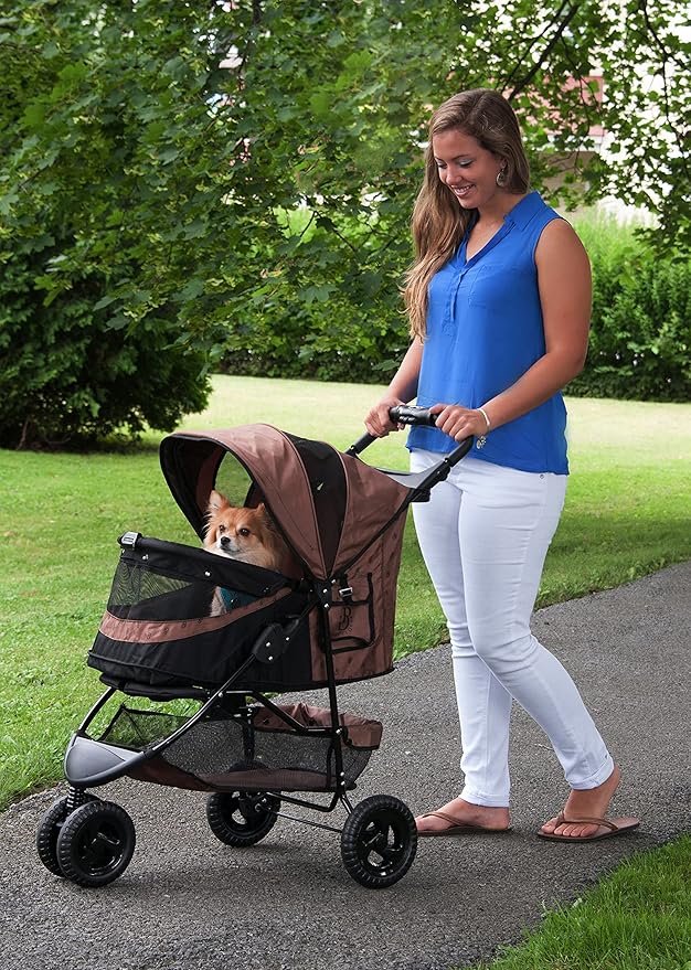 Pet Gear No-Zip Special Edition 3 Wheel Pet Stroller for Cats/Dogs, Zipperless Entry, Easy One-Hand Fold, Removable Liner, Cup Holder, 4 Colors