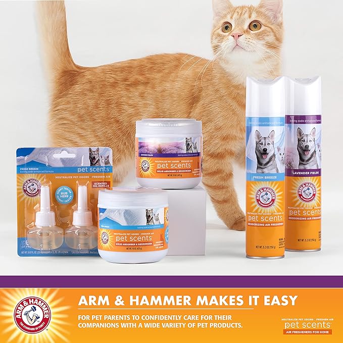 Arm & Hammer For Pets Scents Plug-in Scented Oil Refills in Lavender Fields, 4-Pack | Home Deodorizer For Pet Smells | Room Deodorizer for Homes with Pets, 0.67 Fl Oz x 2