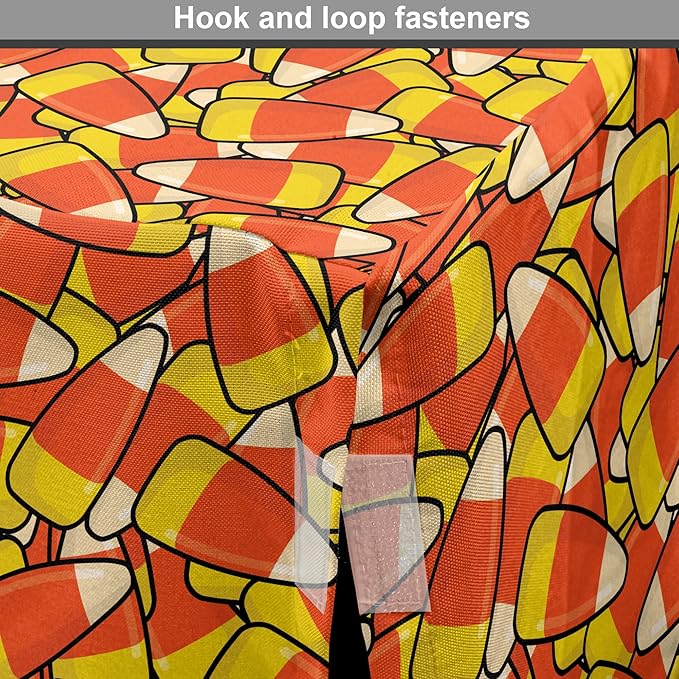 Lunarable Candy Corn Dog Crate Cover, Continuous Illustration of Cartoon Style Traditional Halloween Items, Easy to Use Pet Kennel Cover for Medium Large Dogs, 48 Inch, Vermilion Mustard