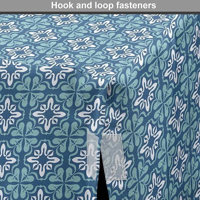 Lunarable Talavera Dog Crate Cover, Folkloric Tile Inspired Pattern of Moroccan Culture Print, Easy to Use Pet Kennel Cover for Medium Large Dogs, 42 Inch, Sea Blue Pale Teal