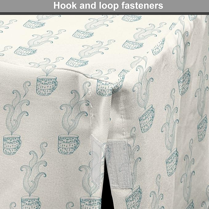 Lunarable Drinks Dog Crate Cover, Soft Pattern of Hand Drawn Hot Tea Cups Sketched Beverages Design, Easy to Use Pet Kennel Cover for Cats & Medium Dogs, 30 Inch, Eggshell and Pale Teal