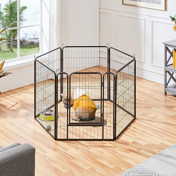 Yaheetech Dog Playpen Outdoor, 32 inch 6 Panels Dog Pen Indoor Heavy Duty Puppy Exercise Pen Metal Pet Fence for RV Camping/Yard/Garden