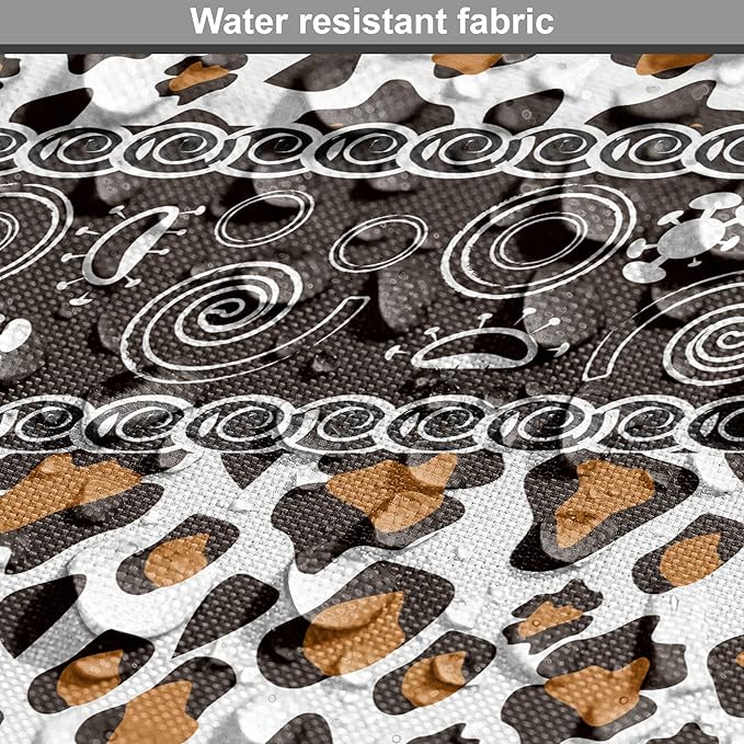 Ambesonne African Dog Crate Cover, Traditional Borders Cheetah Skin with Abstract Spirals and Circles, Easy to Use Pet Kennel Cover for Cats & Medium Dogs, 24 Inch, Pale Coffee Brown White