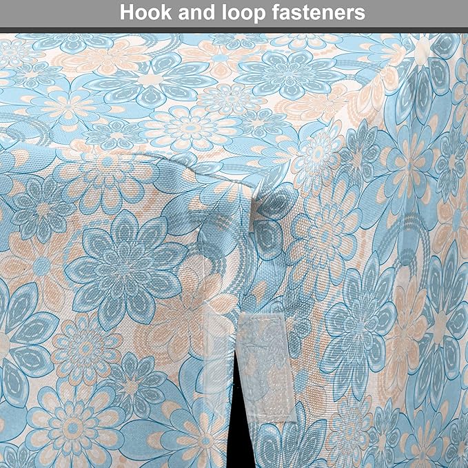 Lunarable Yellow and Blue Dog Crate Cover, Gentle Spring Inspired Flourish Motifs Feminine Bouquet, Easy to Use Pet Kennel Cover for Cats & Medium Dogs, 30 Inch, Blue Grey