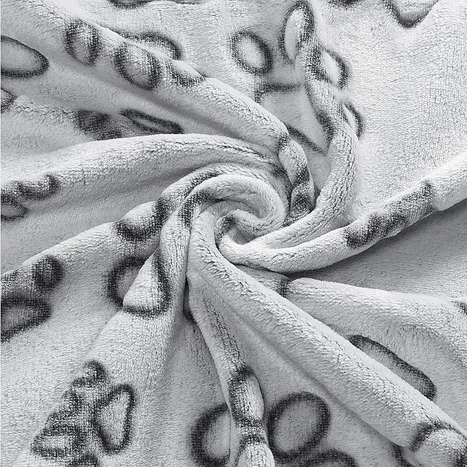 UTTPLL Stuffed-Premium-Dog-Blankets-Flannel Pet Printed Throw Soft Fluffy Fleece Cat Blanket Washable Sleep Mat Kitten Supplies Grey Cute Paw Small