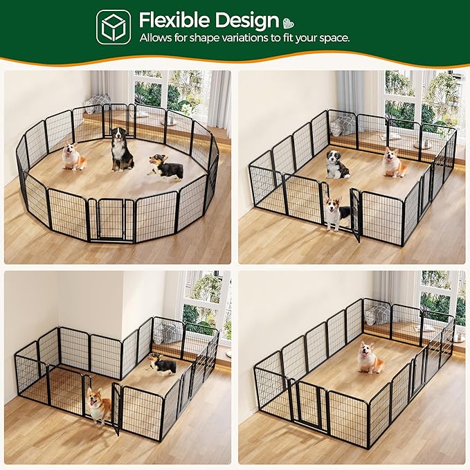 Yaheetech Dog Playpen Outdoor, 32 inch 16 Panels Dog Pen Indoor Heavy Duty Puppy Exercise Pen Metal Pet Fence for RV Camping/Yard/Garden