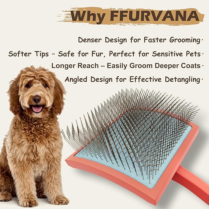 Slicker Brush for Dogs, for Golden Doodles with Long Hair, for Large Pet Dogs, Grooming Pet Hair - red(Large)