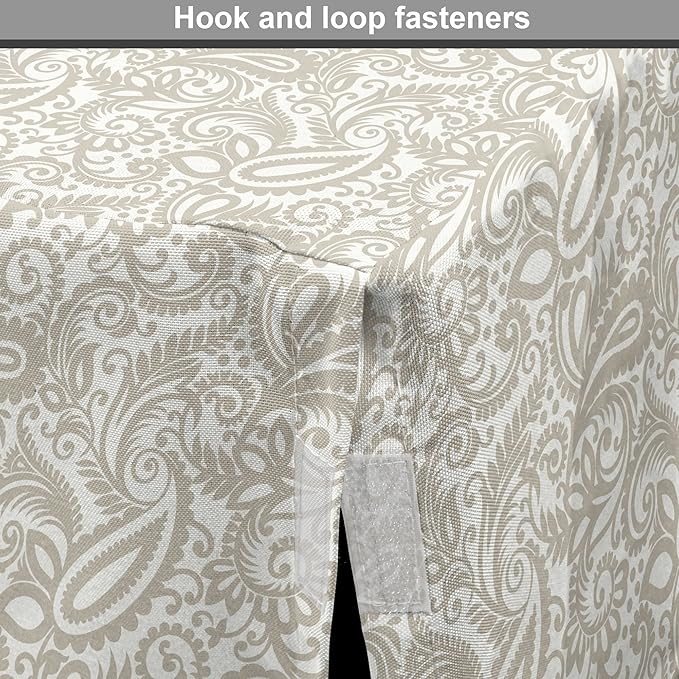 Lunarable Traditional Dog Crate Cover, Orient Paisleys Swirled Leaves Oriental Culture Inspirations Print, Easy to Use Pet Kennel Cover for Medium Large Dogs, 30 Inch, Warm Taupe and White