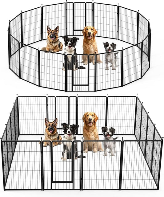 HealSmart Dog Playpen Indoor, Puppy Playpen Indoor for Yard, Camping, 40" Height 16 Panels Heavy Duty Dog Pen for Puppies/Small Dogs, Black