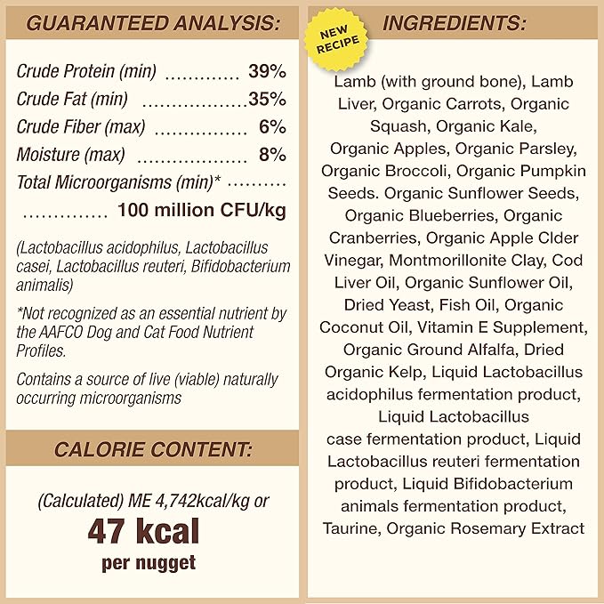 Primal Freeze Dried Raw Dog Food Nuggets, Lamb, Complete & Balanced Meal, Also Use as Topper or Treat, Premium, Healthy, Grain Free, High Protein Raw Dog Food, 14 oz (Pack of 4)