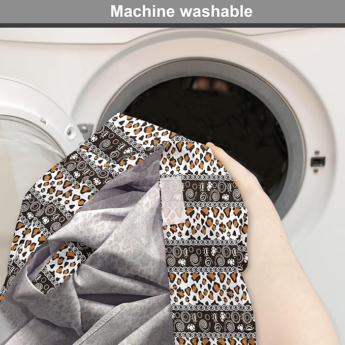 Ambesonne African Dog Crate Cover, Traditional Borders Cheetah Skin with Abstract Spirals and Circles, Easy to Use Pet Kennel Cover for Cats & Medium Dogs, 24 Inch, Pale Coffee Brown White